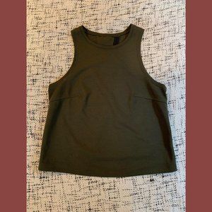Lululemon cropped split back tank top in olive green